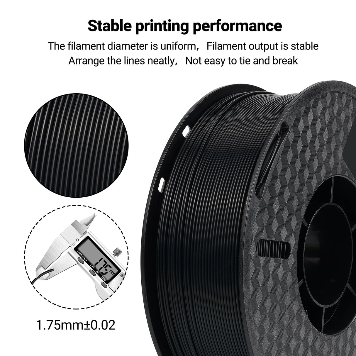 Kingroon Nylon 3D Printer Filament, Dimensional Accuracy +/- 0.03 mm, 1 kg Spool(2.2lbs), 1.75 mm, Black Kingroon