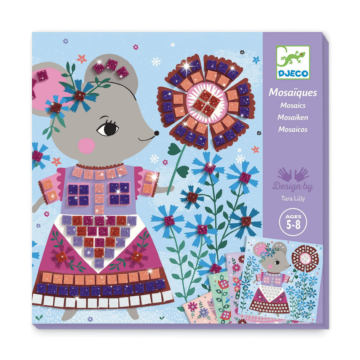 DJECO Lovely Pets Sticker Mosaic Craft Kit - Create Your Own Sparkling Pets for School or Gifts - Fun & Creative for Family & Friends, Boys & Girls, Educational Mosaic Art Craft Kit for Kids 5+ DJECO