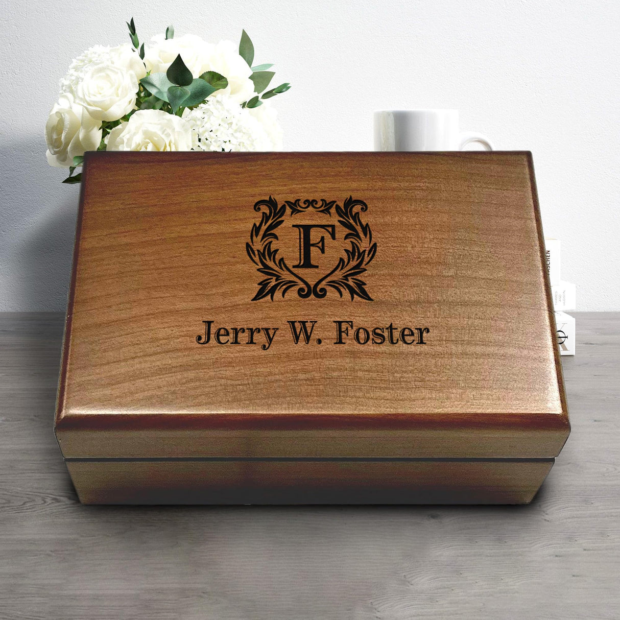 Personalized Keepsake Box | Walnut Wooden Memory Box Gift for Anniversary, Wedding, Valentine, Birthday, Baby Shower, Groomsman | Handmade Keepsake Generic