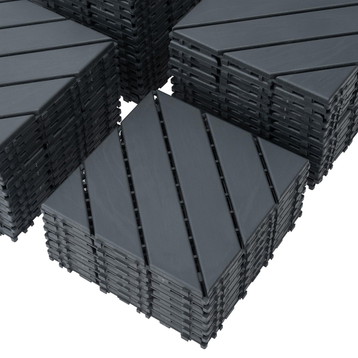 kejector 44 Pack Plastic Interlocking Deck Tiles,Patio Deck Tiles 12"x12" Square Waterproof Flooring Outdoor All Weather Use Slip-Resistant Decking Tiles for Poolside Balcony Backyard,Twill Lines kejector