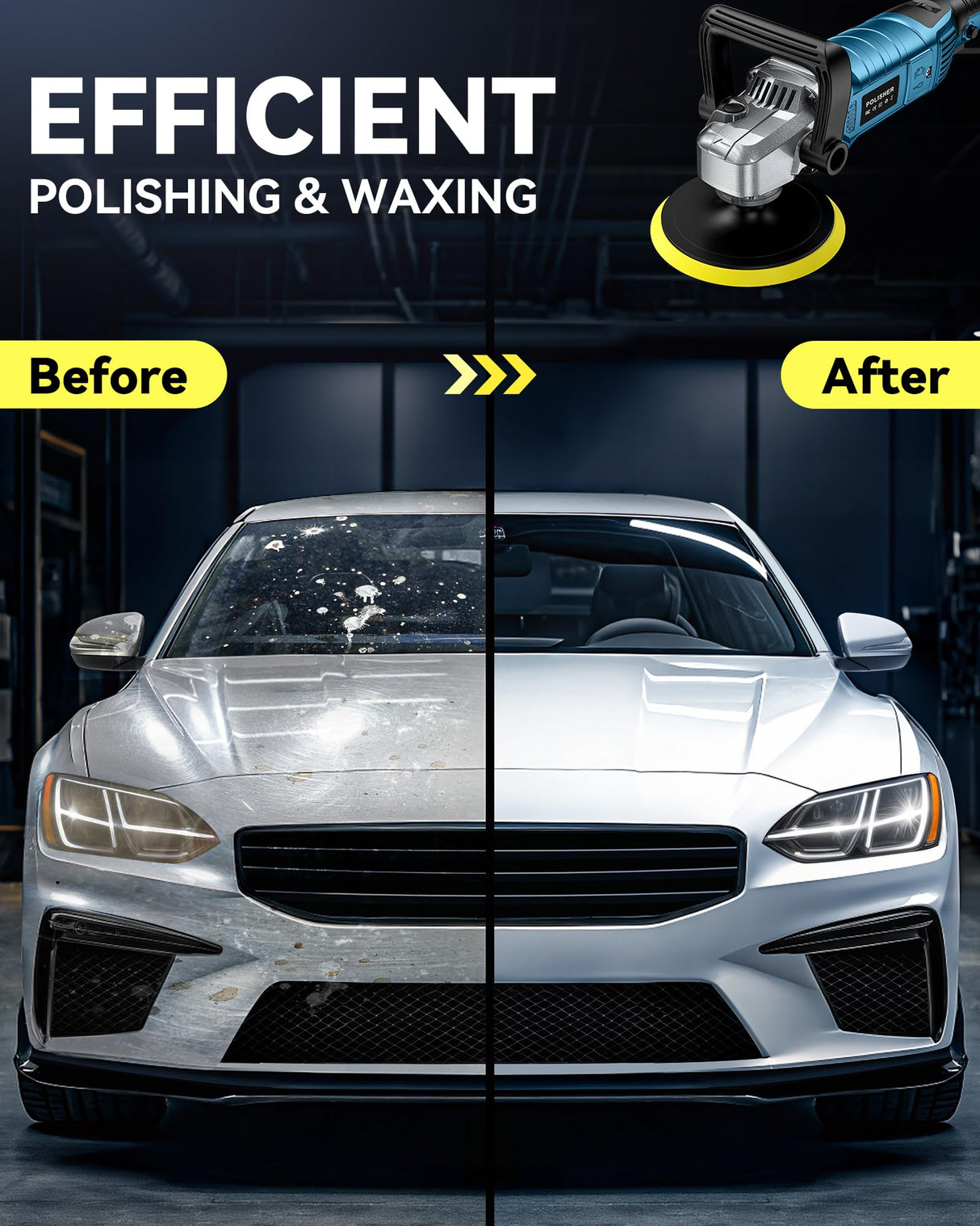 Buffer Polisher Kit for Car - 1600w 6/7 Inch Rotary Polisher Buffer Waxer,7 Variable Speed 2500-5000rpm,Detachable Handle Buffing Machine for Car Boat Sanding Polishing Waxing Orgpek