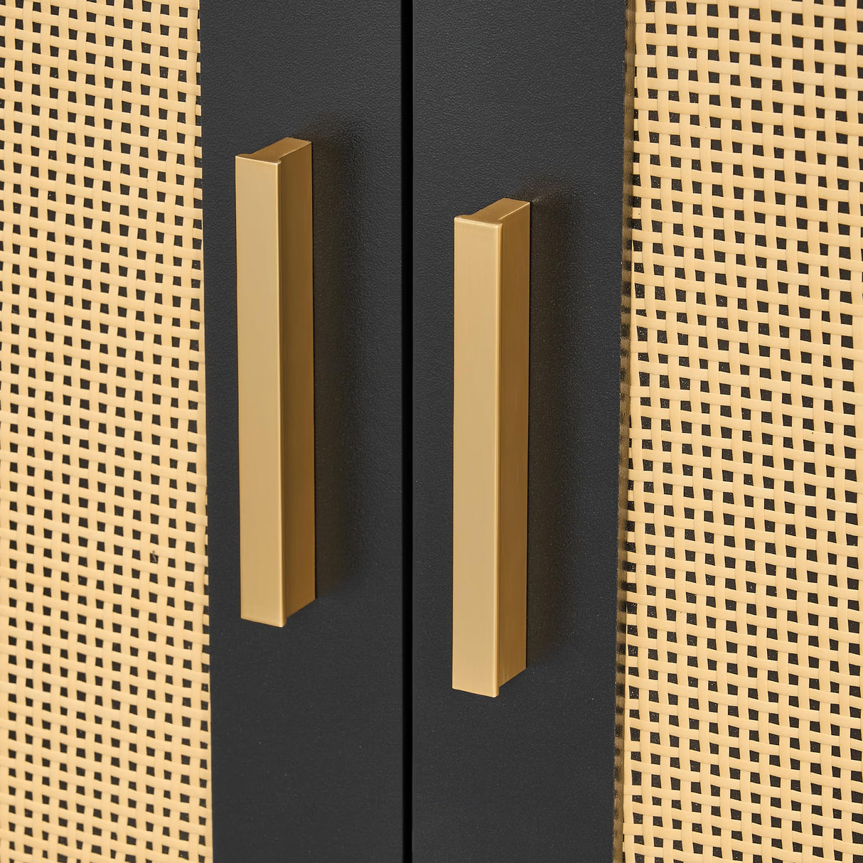 Homhedy Boho Cat Litter Box Enclosure for 2 Cats,Litter Box Furniture Hidden with Double Rattan Decorated Doors,Wooden Cat Washroom Furniture,Cat House,47.2”L x 19.7”W x 21.7”H, Black Homhedy