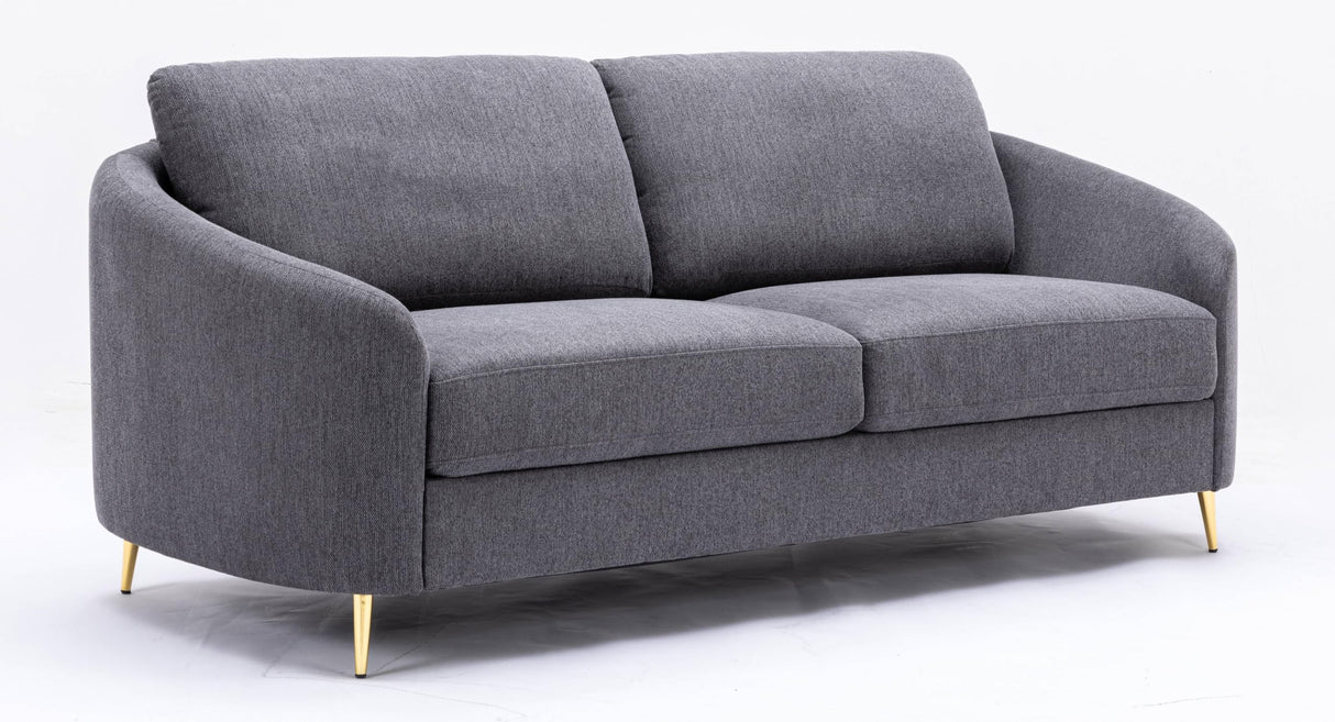 Acme Furniture Yuina Upholstered Fabric & Metal Sofa in Gray and Gold Acme