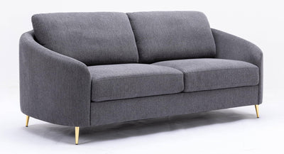 Acme Furniture Yuina Upholstered Fabric & Metal Sofa in Gray and Gold