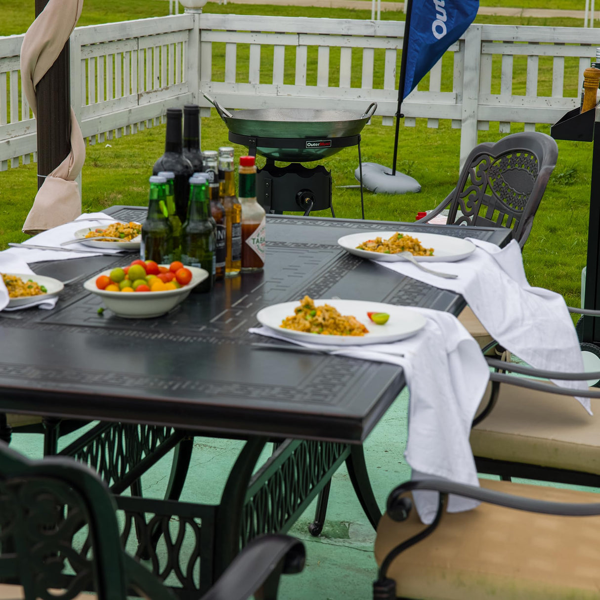 OuterMust Outdoor Cooker With Wok Gas Wok with Iron Wok and Burner 54000 BTU for Outdoor Cooking OuterMust