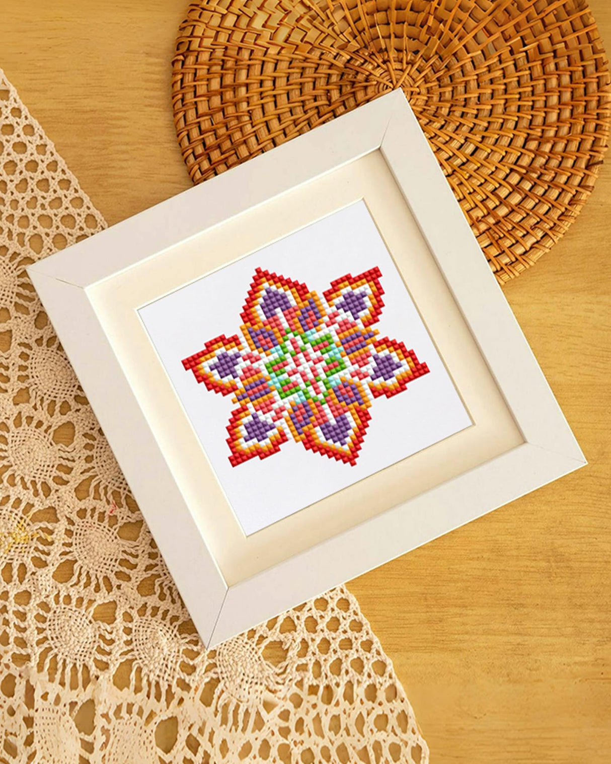 PeakLuv 12pcs Mandala Small Diamond Art Kits Small Diamond Painting Kits, Flowers Mini Diamond Art Kits for Beginners, Square Drill Mini Gem Painting 1-Hour Painting for Home Desktop Decor, 6X6in PeakLuv