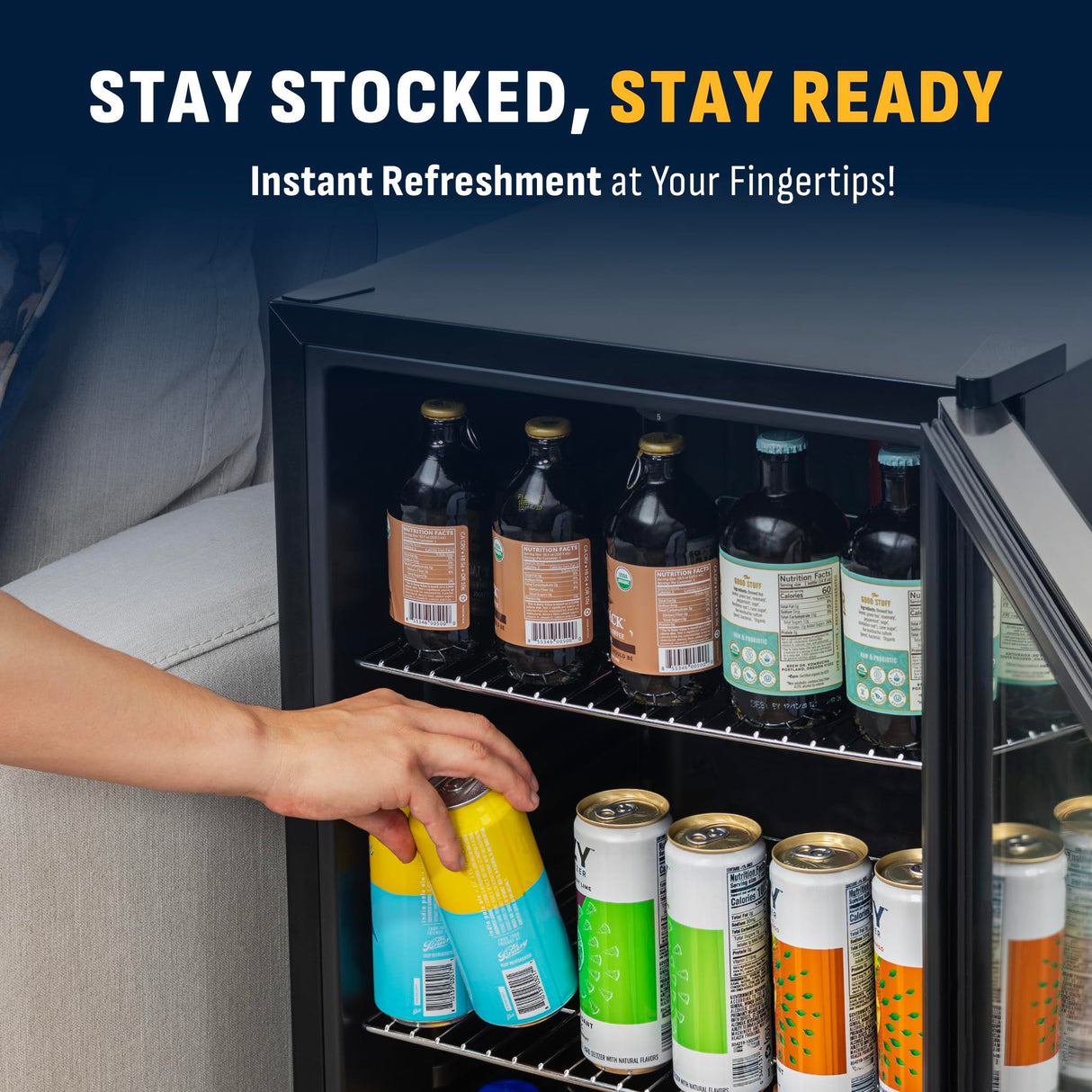 NewAir Mini Refrigerator and Cooler - 177 Mini Cans or 126 Regular Can - Drink Dispenser with Adjustable Shelves and Glass Door - Mini Fridge for Wine, Beer or Soda- Ideal for Dorm, Office, Bar NewAir