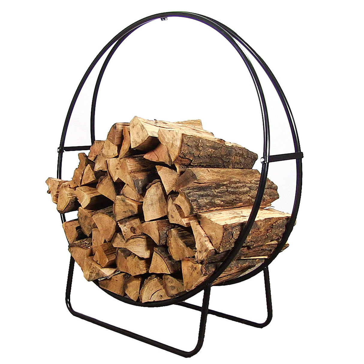 Sunnydaze 48-Inch Firewood Log Rack Hoop - Indoor/Outdoor Round Tubular Steel Wood Storage Holder Sunnydaze