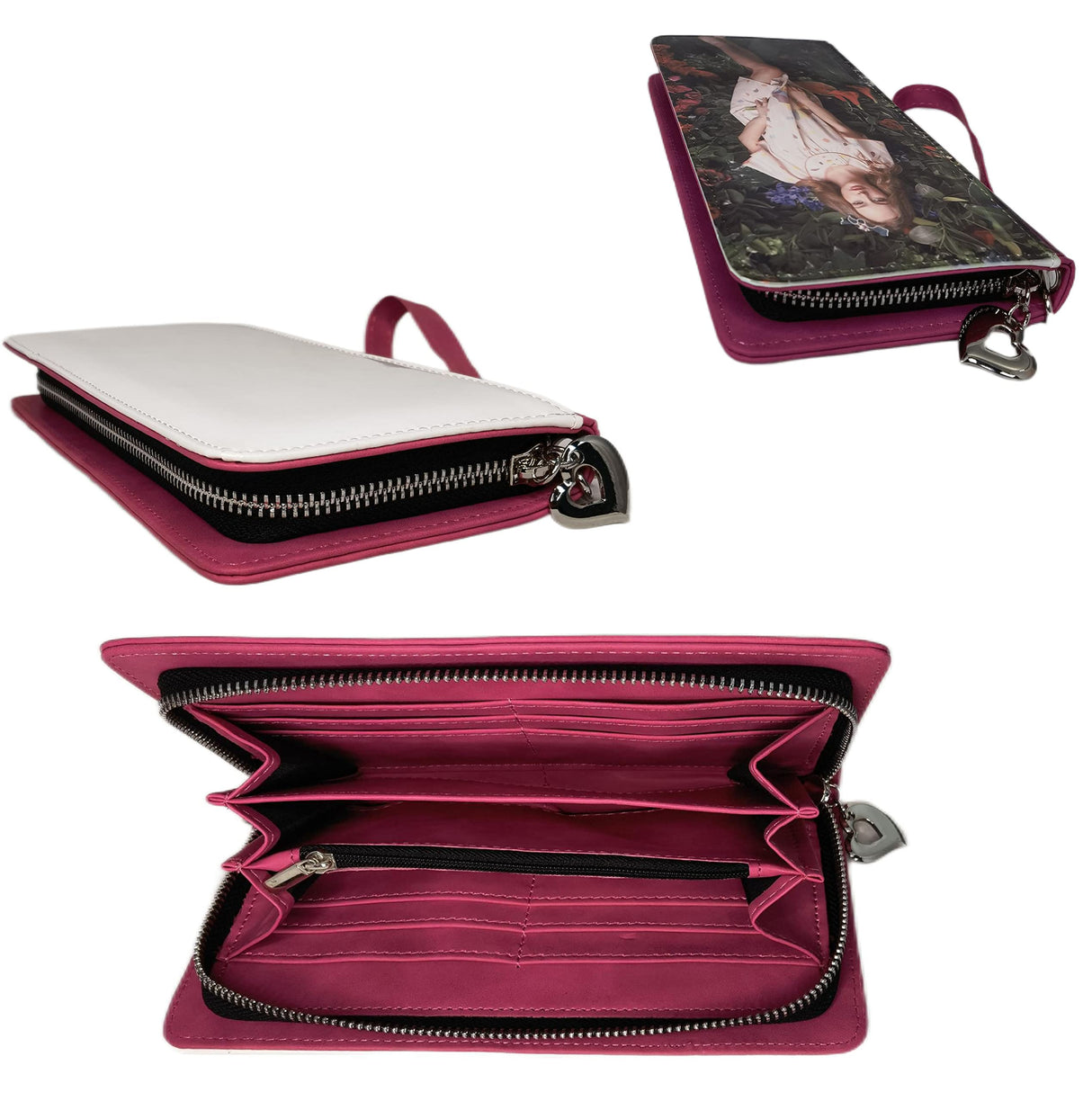 Youkang Sublimation Wallet Women's Zipper Card Holder Storage Bag Women's Travel Clutch Wristband DIY Craft (Red) Youkang