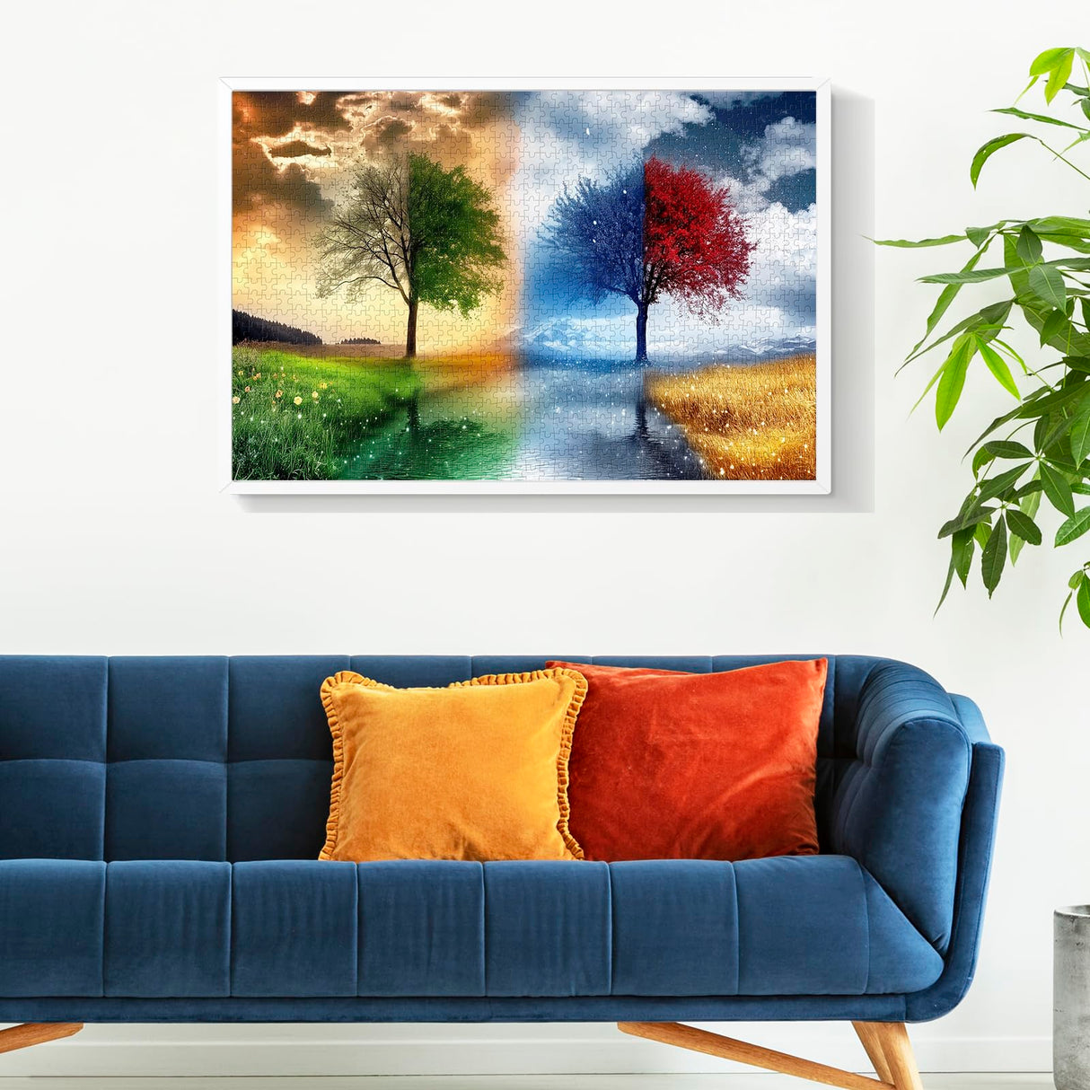 Adult Puzzle Classic Jigsaw Puzzle 1000 Pieces Wooden Puzzle DIY Seasons Landscape Tree Modern Home Decor Intellectual Game Wall Art Unique Gift 75x50cm najiaxiaowu