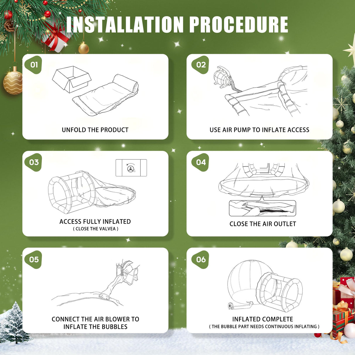 Inflatable Bubble Balloon House, Inflatable Tent Bubble House 10ft Dome 6ft Tunnel for Kids/Home/Wedding/Garden Party, Malls, Parks Event Exhibition, Clear Dome Balloon Garden Tent with Blower/Pump SUDOO