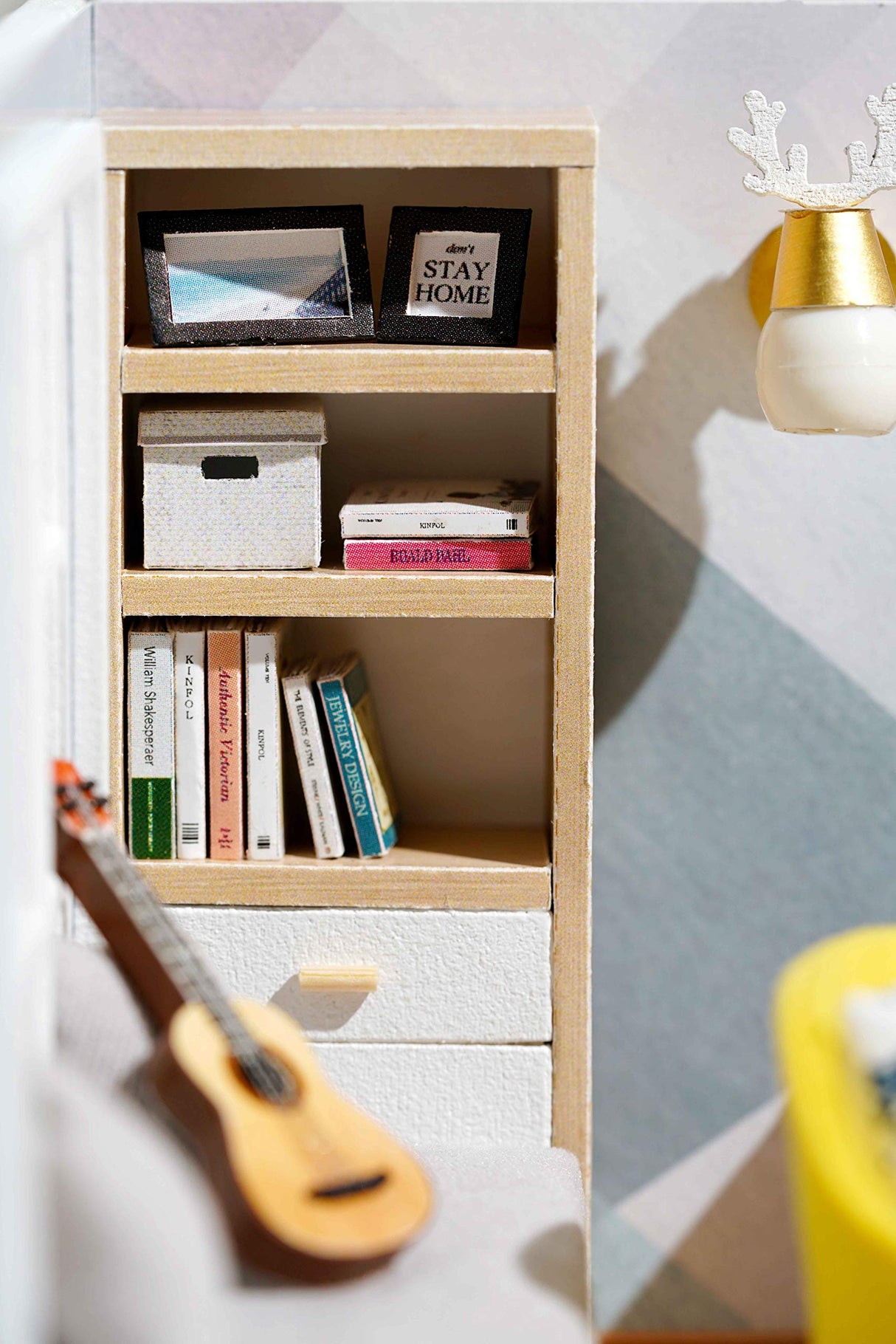 CUTEROOM DIY Doll Room Miniature Furniture Wooden House Kit - Wooden Dolls House Kit with Dust Cover & LED Light and Accessories - QT Series Dollhouse CUTEROOM