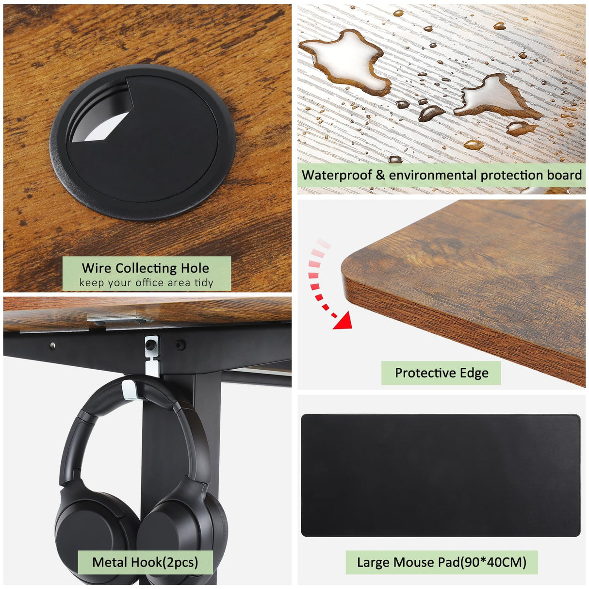 Legooin Electric Standing Desk, 55 x 24 in Adjustable Height Sit Stand up Desk, Sit Stand Home Office Computer Desk with Oversized Mouse Pad(Brown) Legooin