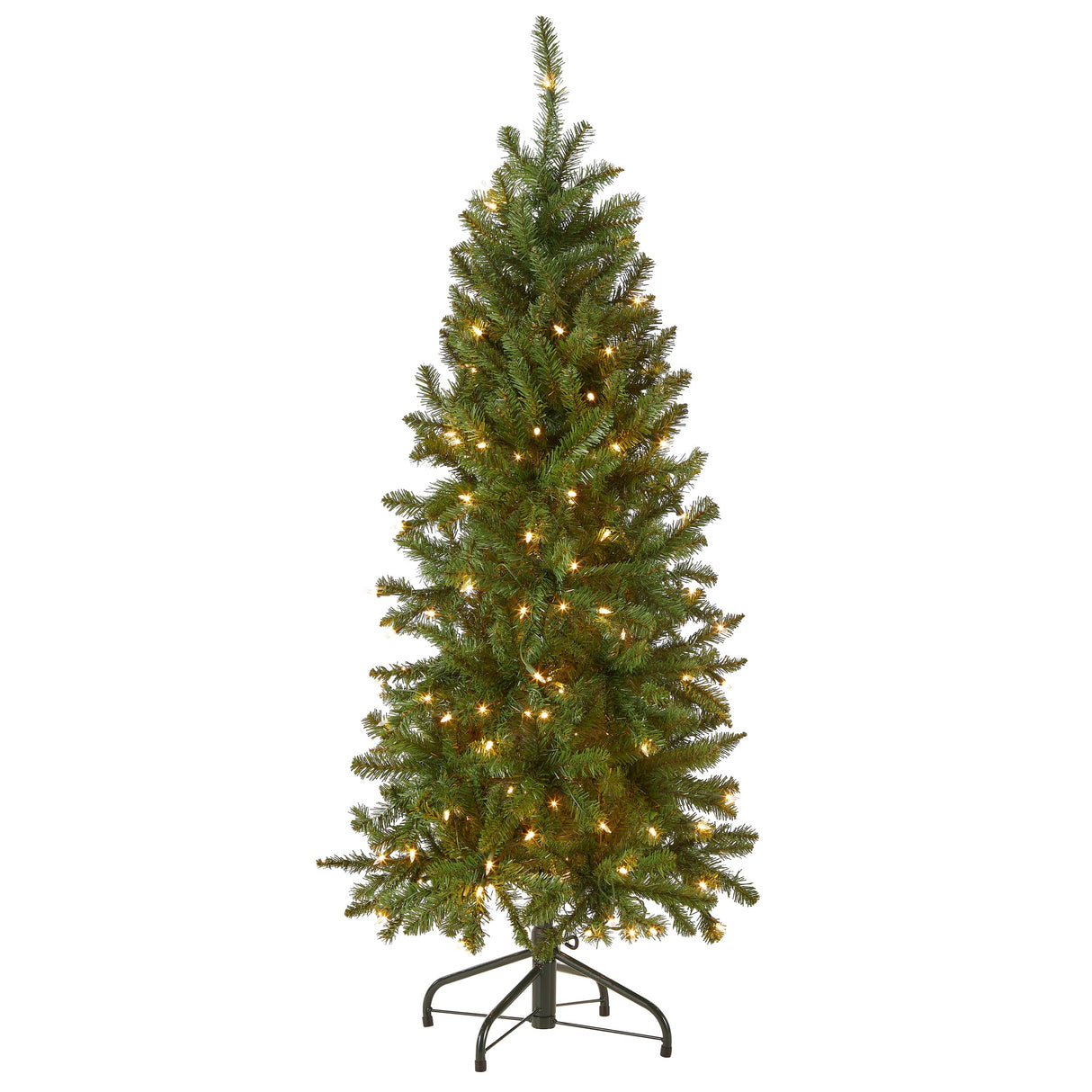 National Tree Company Artificial Pre-Lit Slim Christmas Tree, Green, Kingswood Fir, White Lights, Includes Stand, 4.5 Feet National Tree Company