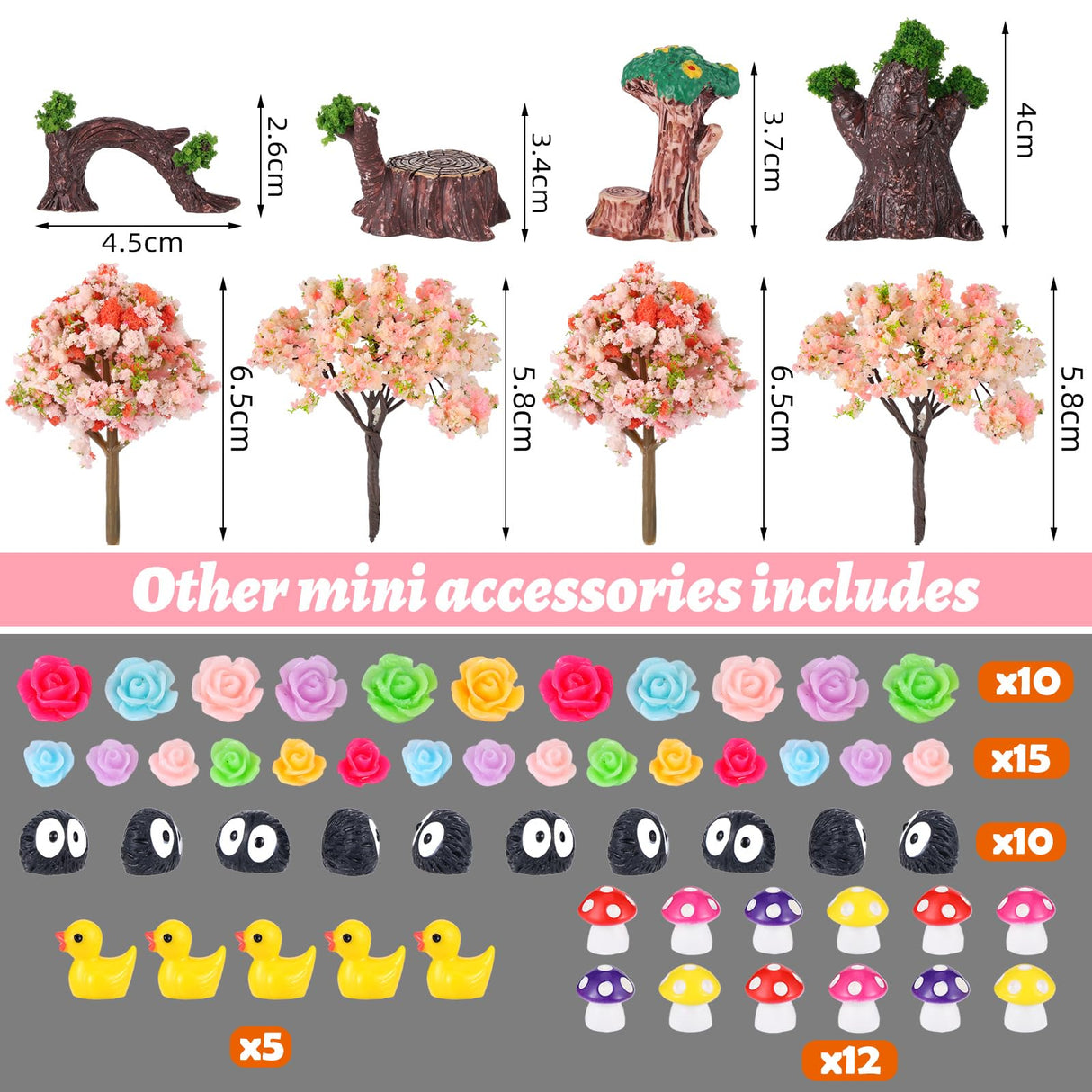 93 Pcs Fairy Garden House Resin Accessories Fairy Elves Kit Miniature Fairy Figurines Ornaments Animals Decor Outdoor for DIY Dollhouse HIYZI
