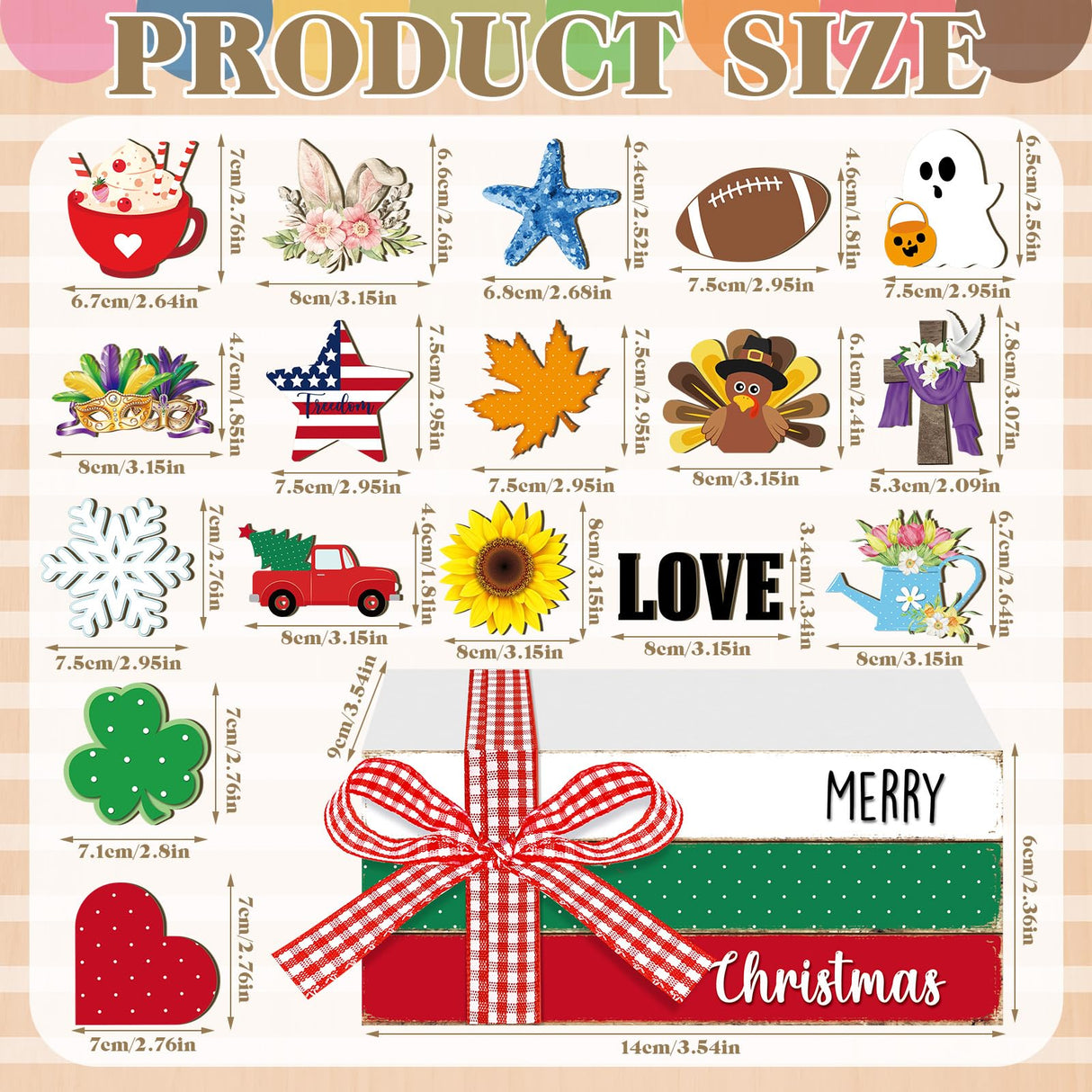 Fall Wooden Decor Table Centerpiece Maple Leaf Seasonal Highland Cow Autumn Decoration Tiered Tray Decor Gift for Table Mantel Shelves Office(Book Block) Menkxi