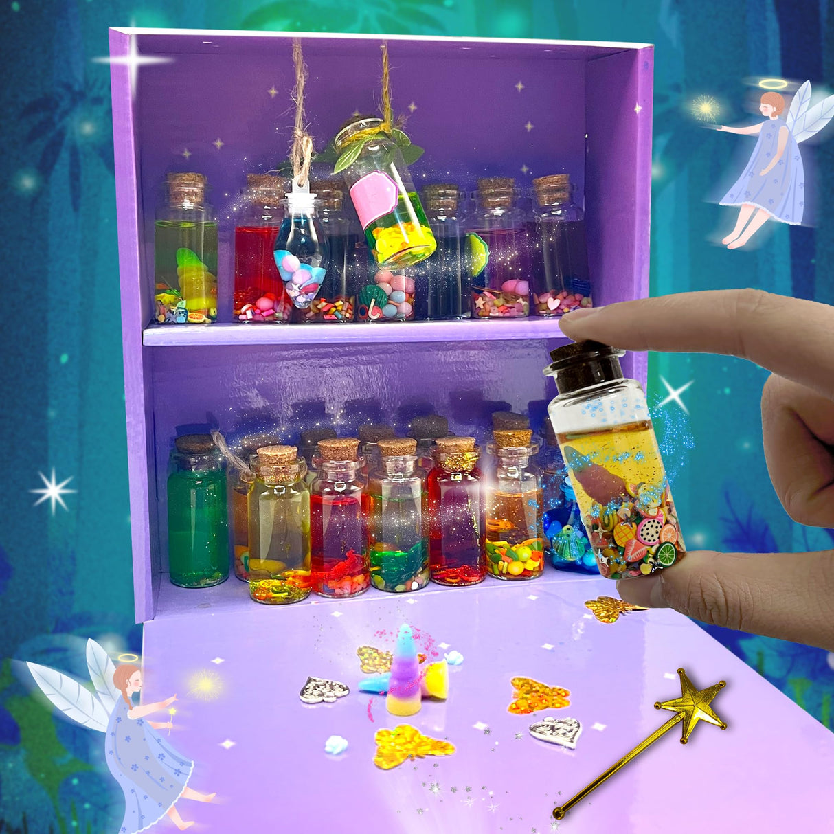 AWZNG 18pcs Potion Bottles Kits For Girls,Fairy Mixies Bottles with Potion For Christmas And Hallween Decorations For Children,Creativity Art Toy for Girls, Fun Birthday Gift Toys for Girl 6 7 8 9 10+ AWZNG