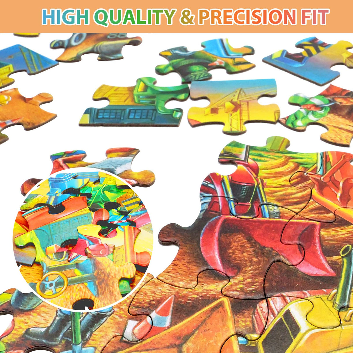 Jigsaw Puzzles for Kids Ages 3-5, 4-8, 6-8 Boys Girls - 60 Piece Construction Site - Large Piece Children Floor Jigsaw Puzzles - Science Educational Toys for 3 4 5 6 7 8 Years Old OSBOO