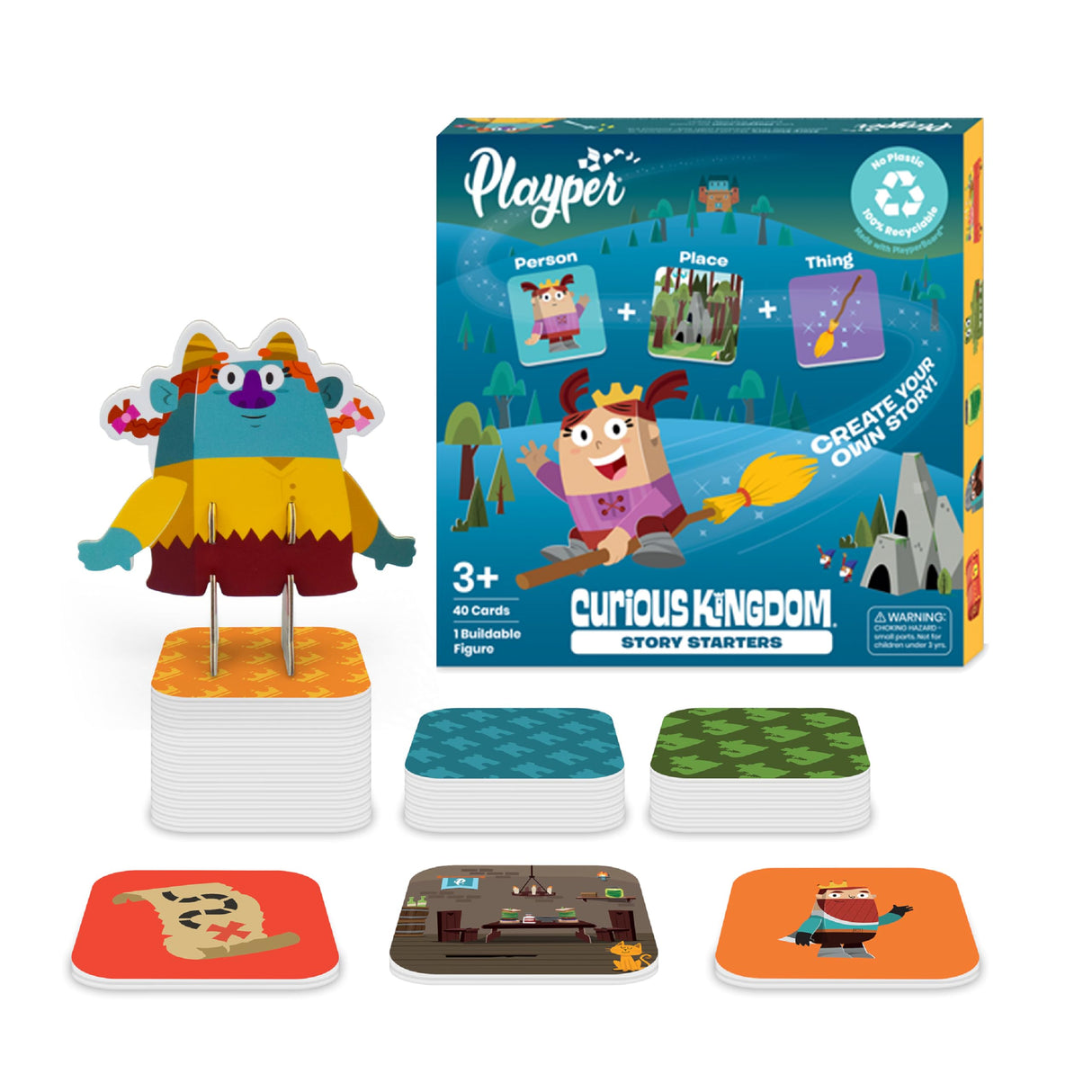 Story Starters for Beginners: Create a Story Card Activity for Kids, Pre-Literacy Illustrated Story Prompts (No Reading Required) Part of The Curious Kingdom by Playper Playper