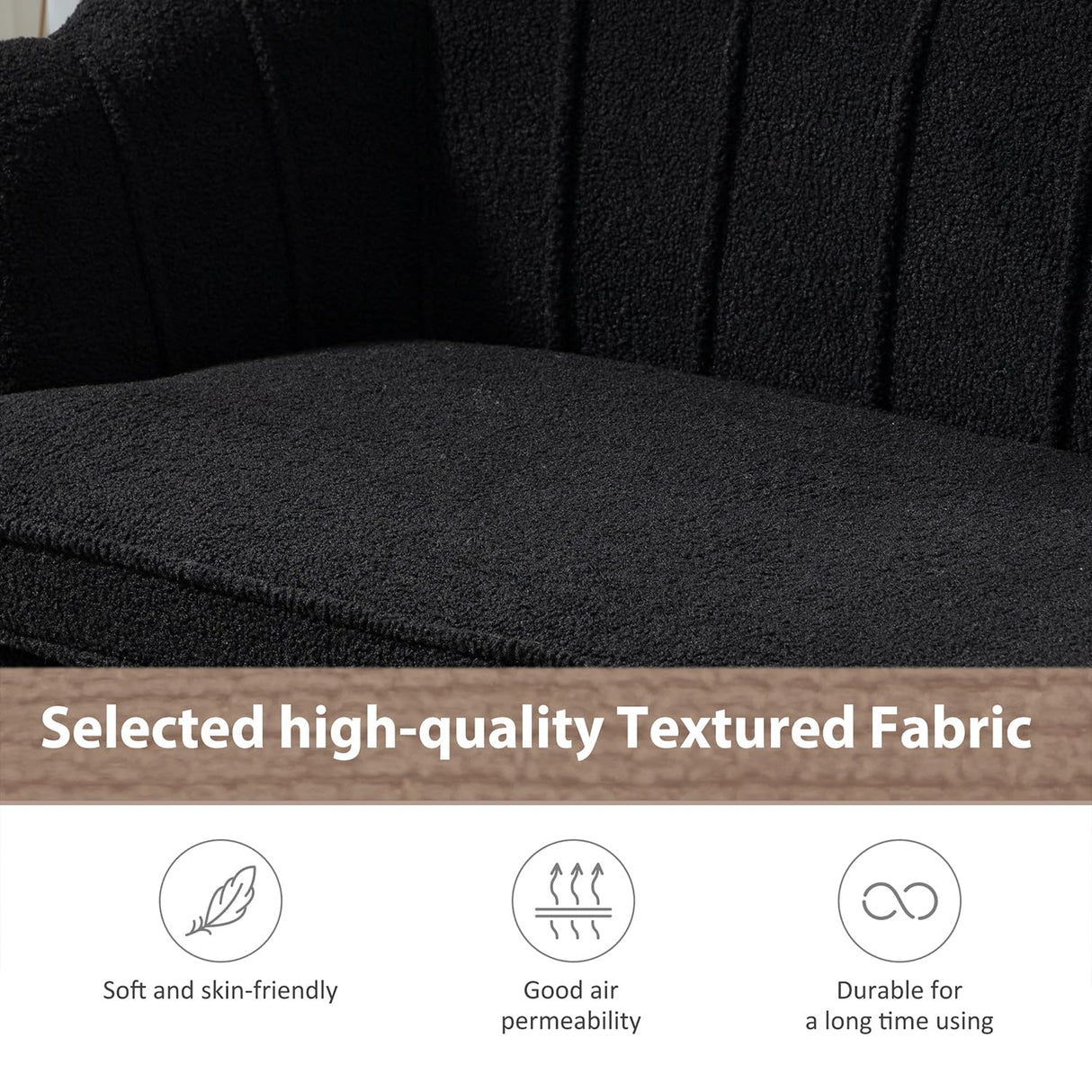 Black Modern Boucle Loveseat Couch,Futon Small Sofa with Gold Metal Legs ,2-Seater Upholstered Mini Sofa Couches for Small Space,Living Room Bedroom Office Dorm Studio Apartment Couche(Black) Gustonhon