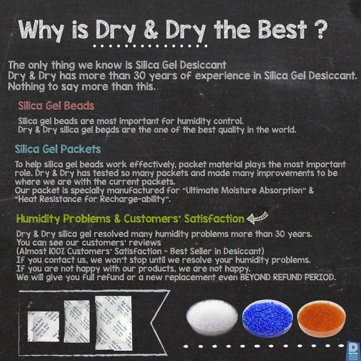 Dry & Dry" [1 Quart Premium Orange Indicating Silica Gel Desiccant Beads(Industry Standard 3-5 mm) - Rechargeable Silica Gel Beads(2 LBS) Dry & Dry