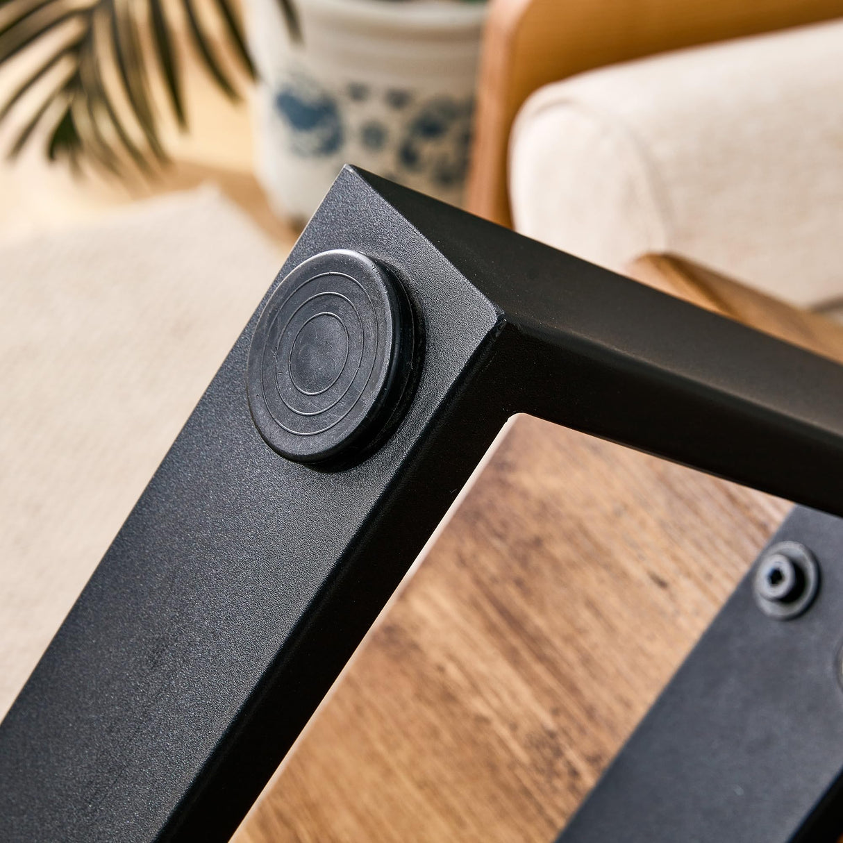 TesNus Rectangle Rustic Coffee Table, Modern Farmhouse Wood Simple Coffee Table with Metal Legs, Center Table for Living Room TesNus