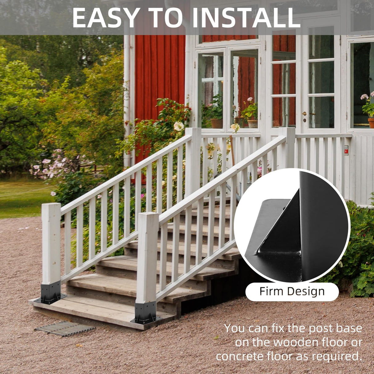 Rasugarlary 4x4 Post Base 6 PCS, Deck Post Anchor Base (Actual 3.6"x3.6") Black Powder Coated Post Bracket Wood Fence Pergola Brackets for Mailbox Railing Porch Rasugarlary