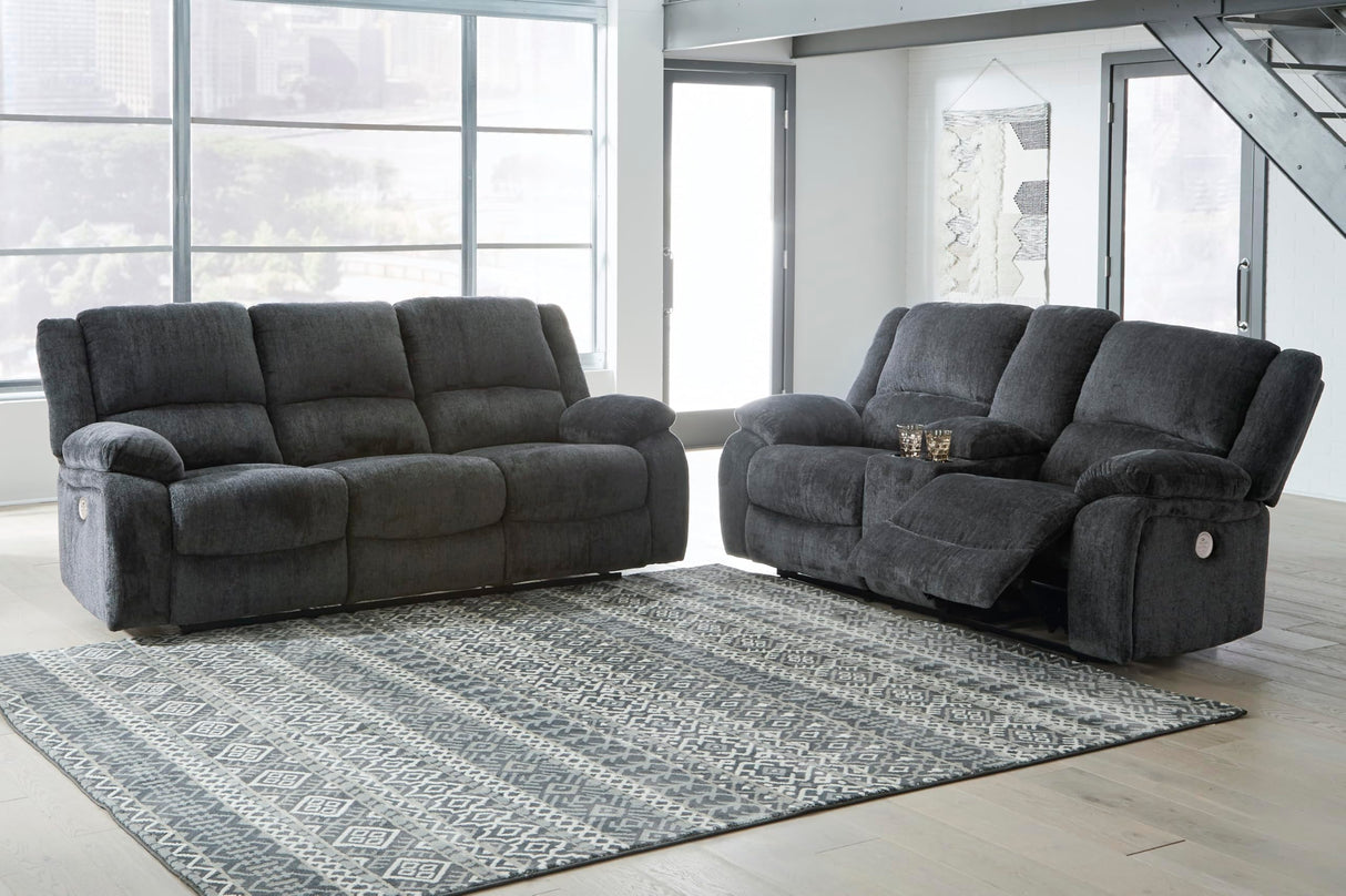 Signature Design by Ashley Draycoll Power Double Reclining Loveseat with Storage Console & USB Plug, Dark Gray Signature Design by Ashley