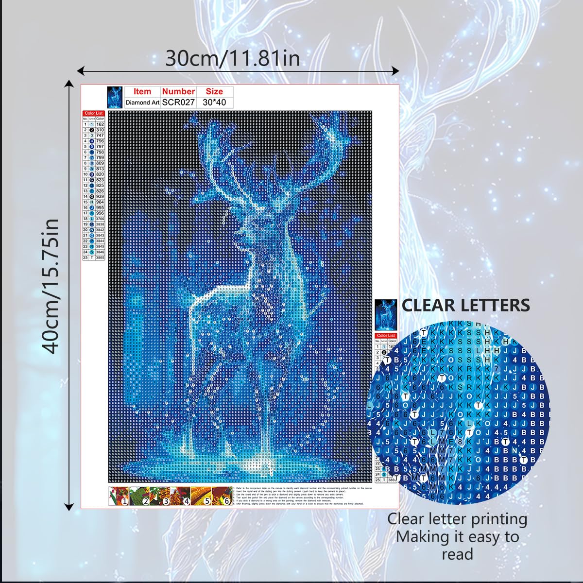 Ohhvvow Glowing Elk Diamond Painting Kits for Adults, 12x16 Inch 5D DIY Full Round Drill Diamond Art Dots for Home Wall Decor, Gift for DIY Craft Lovers & Beginners Ohhvvow