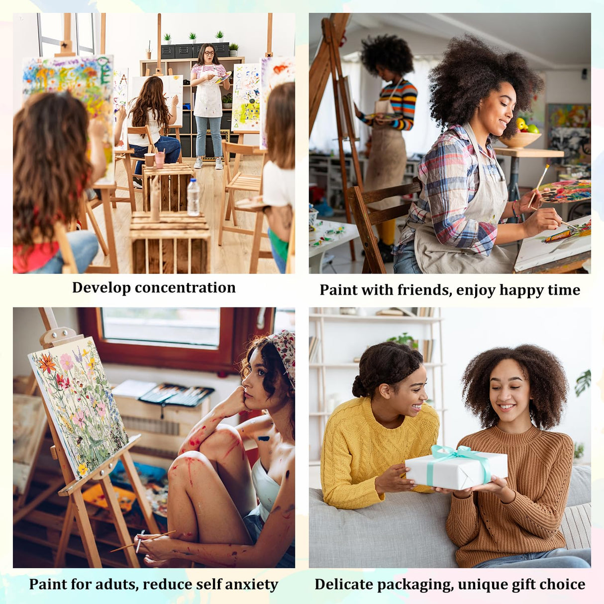 3 Pack Wildflowers Paint by Numbers Kit for Adults with Wooden Frame, Acrylic Paint by Numbers for Adults Beginners, Flowers Painting by Numbers Kits for Adult Gift Home Wall Decor 8x12inch Aestalrcus