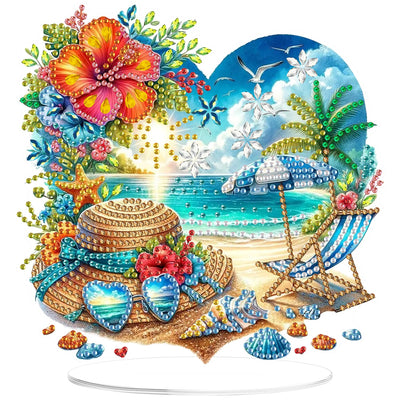 ARPADAMO Diamond Art Tabletop kit for Adult,DIY Diamonds Painting kit,Summer Beach Diamonds Painting for Adult, 7.2x7.2 inch Acrylic Diamonds Painting Board Kit, Special Crystal Diamond