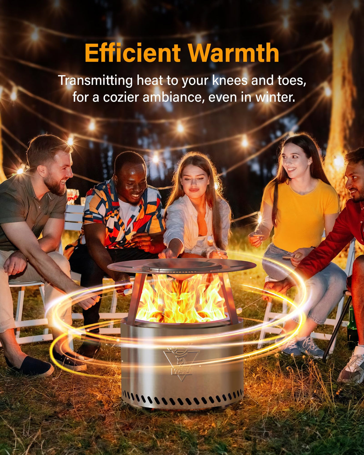 YEFU Fire Pit with Removable Ash-Pan: Smokeless Firepit 304 Stainless Steel Material - Outdoor Fire Pit Silver 19 inch - Smokeless Fire Pit for Outside Outdoor Patio Camping Backyard YEFU