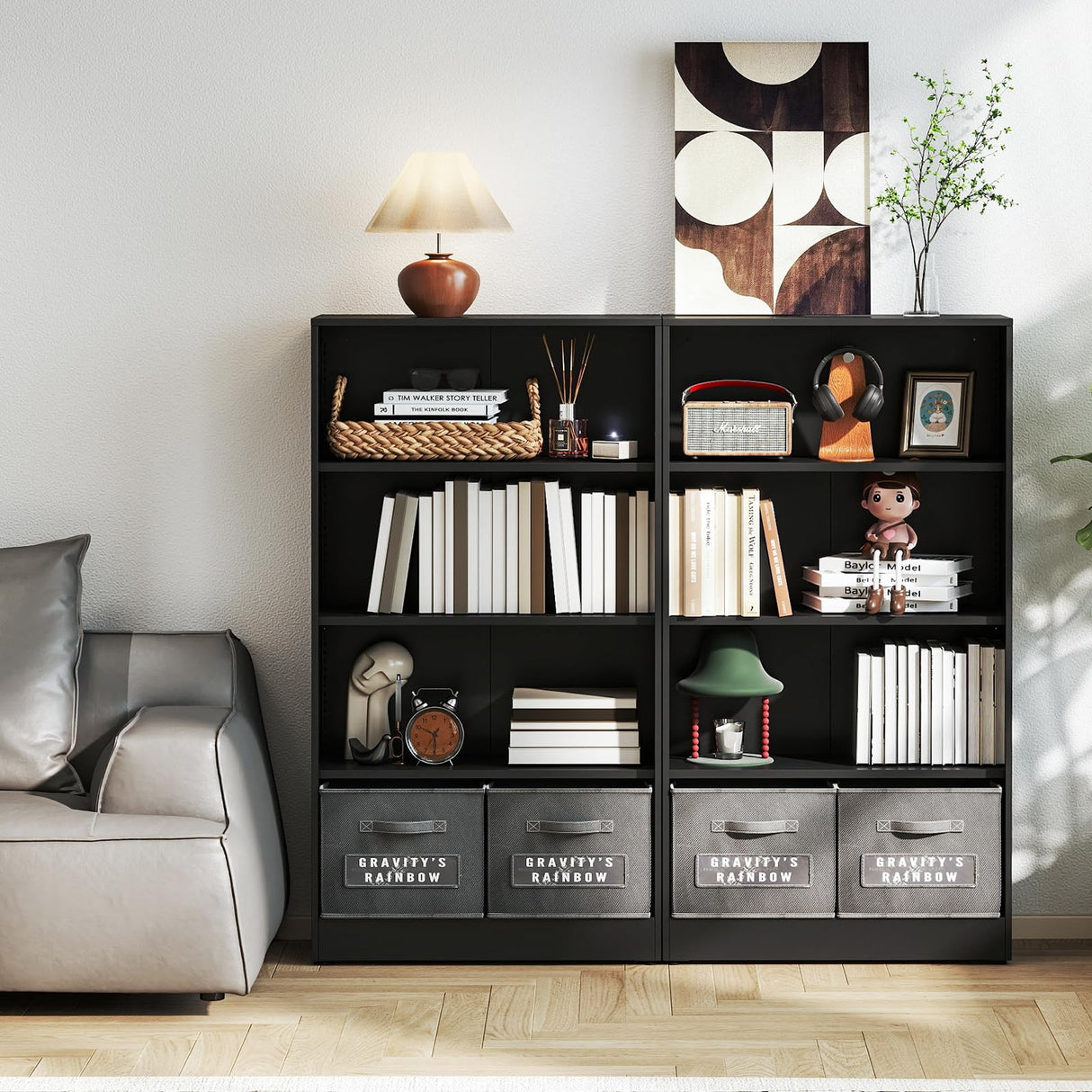 IRONMIX Metal Open Bookcase, 4-Tier Bookshelf with Adjustable Storage Shelves, Modern Black Bookshelf for Small Places, 59" Tall Book Shelf, Cabint Display Case for Home Office, Library, Living Room IRONMIX