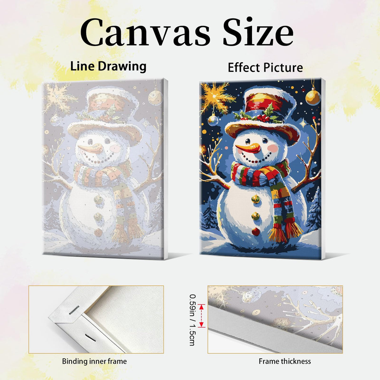 JOOZ Christmas Paint by Numbers Kit for Adults Framed Snowman Paint by Number with Easel Christmas Tree Paint by Number with Frame DIY Christmas Ball Oil Painting Kits for Home Wall Decor 8x12 Inch JOOZ