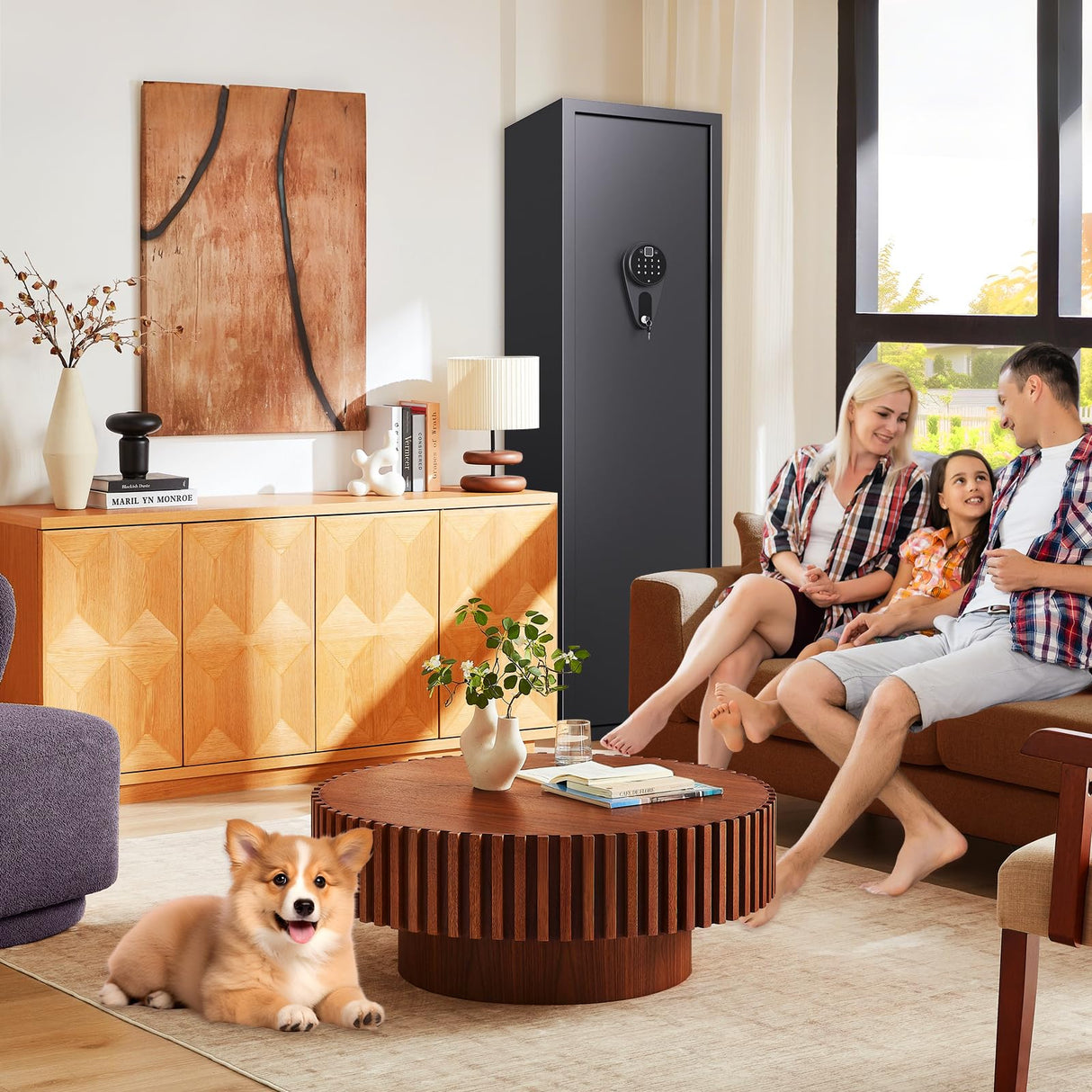 10-12 Fingerprint Gun Safe, Large Gun Safe for Rifles and Pistols,Quick-access Biometric Gun Cabinet,Rifle Safe with Removable Shelf Pistol Pockets,Home Gun Locker with Alarm System Silent Mode FFVVGH