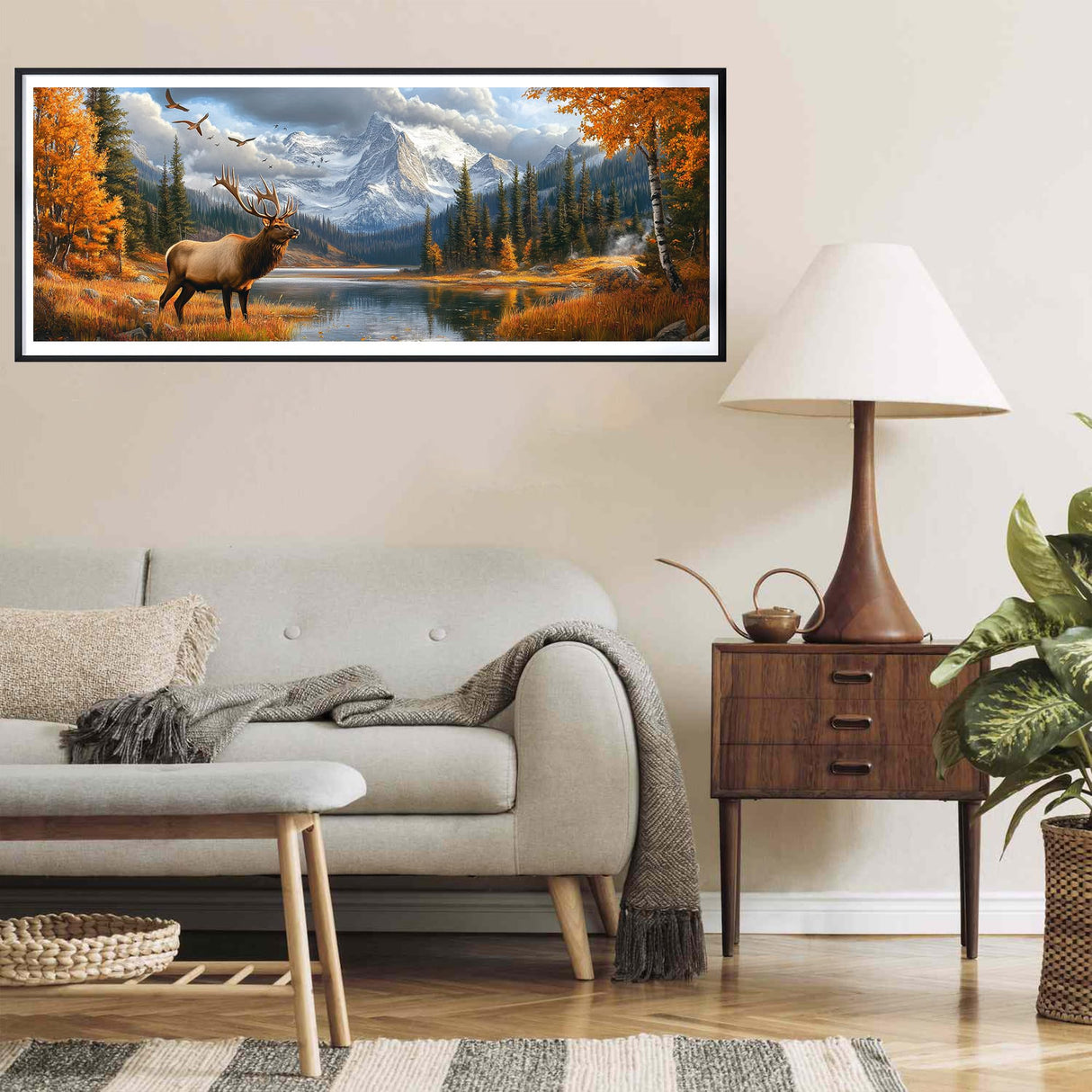 Yomiie Large 5D Diamond Art Kits for Adults, Elk Diamond Painting Art Animals DIY Full Round Drill Kits, Embroidery Rhinestone Diamond Crystal Craft Canvas Home Wall Decor 31.5x11.81 inch Yomiie