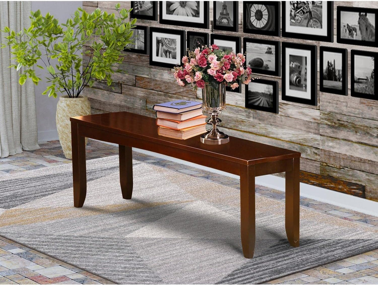 East West Furniture LYB-ESP-W Lynfield Dining Room Bench with Solid Wood Seat, 52x15x18 Inch, Espresso East West Furniture
