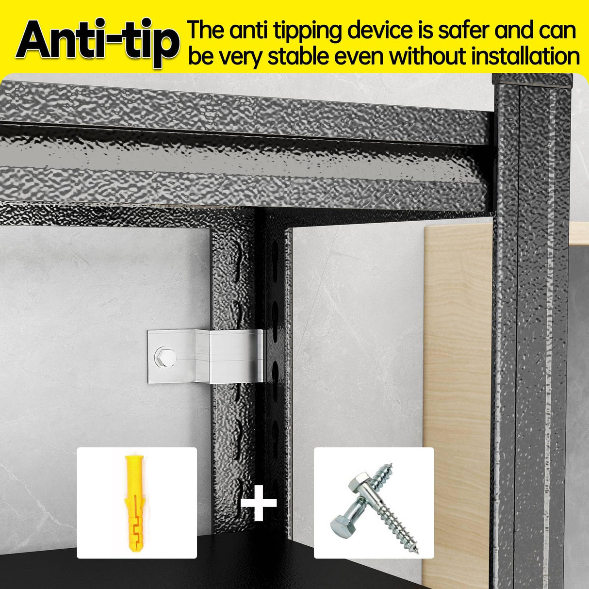 72'' Storage Shelves, Garage Metal Shelving Unit, Adjustable, Double-Layer Column with Reinforced Ribs, Heavy-Duty, Capable of Bearing 3000lbs, Suitable for Garage, Warehouse, Kitchen Storage Beaunatixx