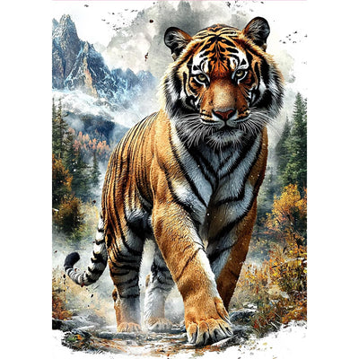 MOGTAA Tiger Diamond Art Kits for Adults, 5D Full Drill Diamond Painting Kits for Adults Beginners, DIY Landscape Round Diamond Dots for Adults, Gem Art for Home Decor 12 X 16Inch