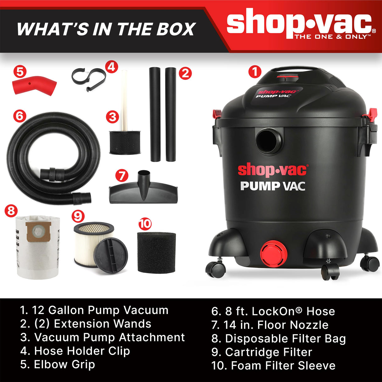 Shop-Vac 5871205 Vacuum Cleaner, 12 Gallons, Black Shop-Vac