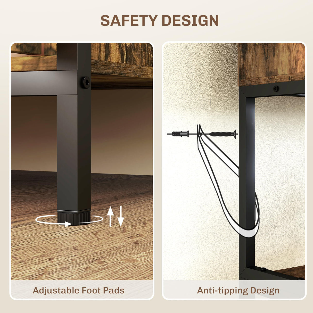 HOMCOM Kitchen Bakers Rack with Power Outlet, Coffee Bar Cabinet with Storage Shelves, Microwave Stand with Louvred Door Cabinets, Rustic Brown HOMCOM