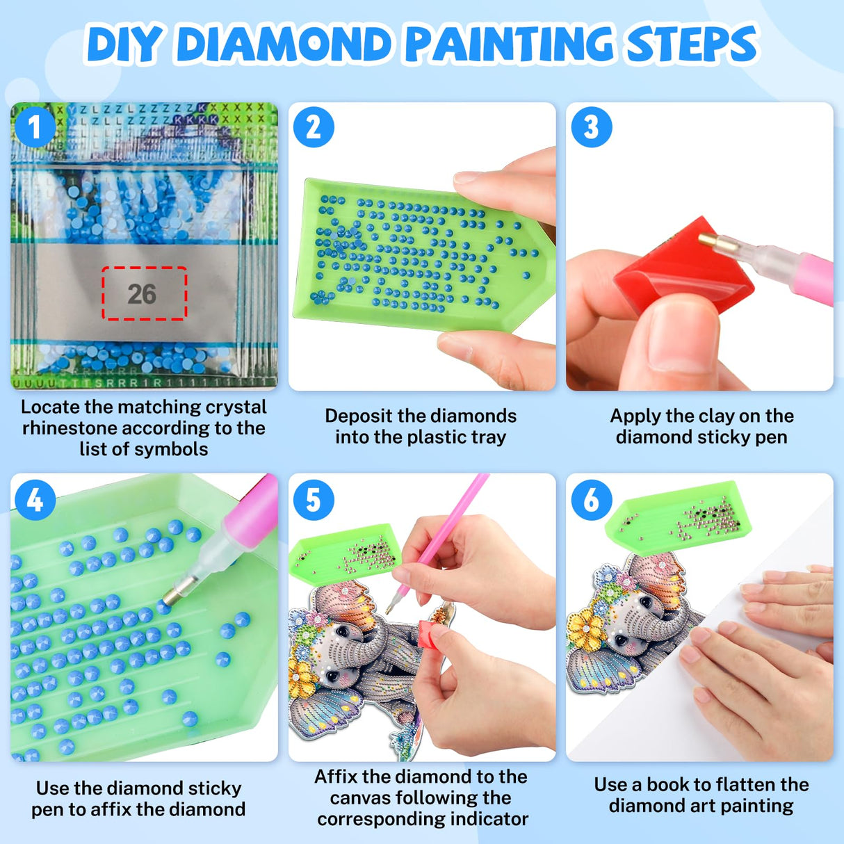 Bowetile Elephant Diamond Art Hanging Kits for Adults Kids, 5D Special Shape Diamond Painting Pendant Kits, Animal Gem Art Suncatchers Painting Ornament for Home Garden Wall Decor Bowetile