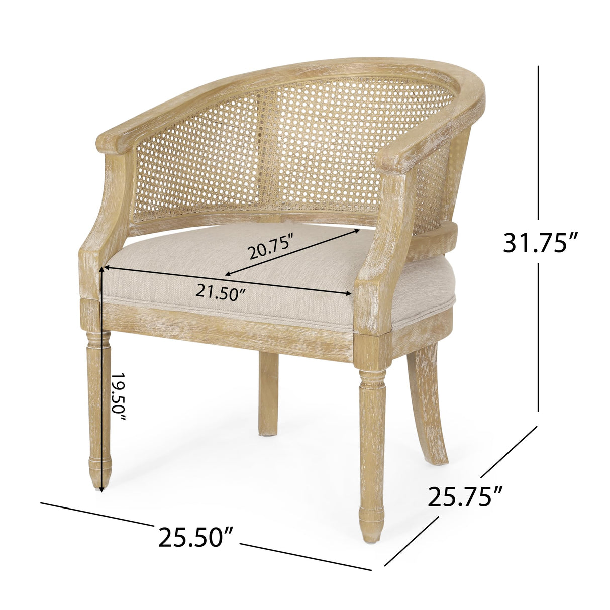 NoeBanJe Mid Century Accent Chair, Armchair with Curved Backrest and Upholstered, Reading Chair with Vintage Rattan Hollow Out, for Living Rooms, Bedrooms, Farmhouses, Balconies (Beige) NoeBanJe