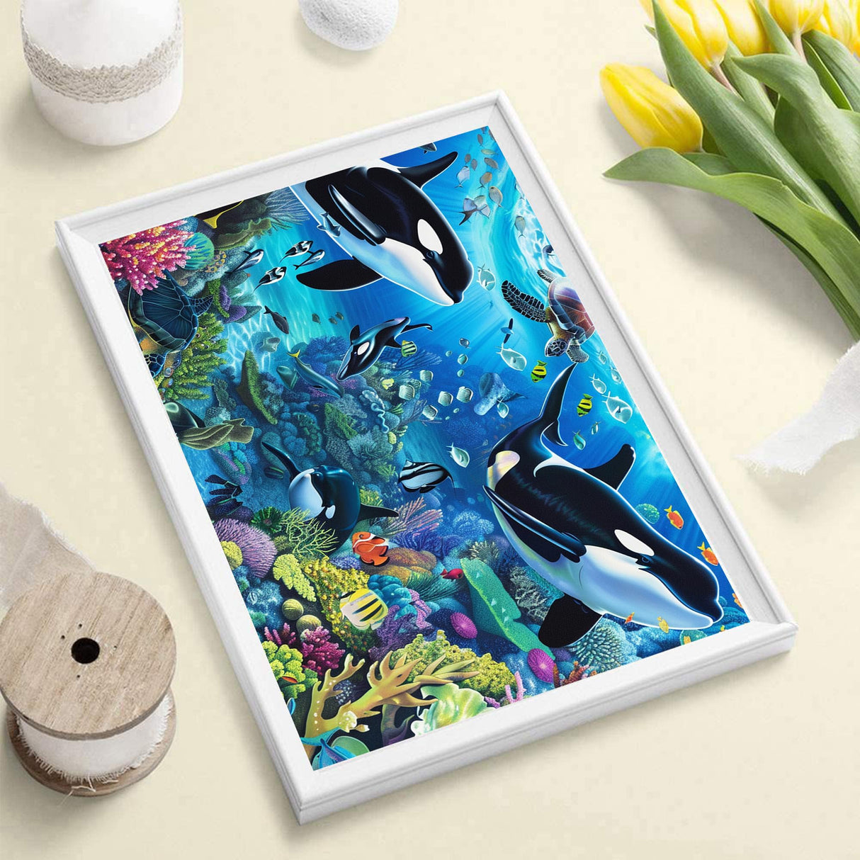 DOTSOPS Diamond Painting Kits Art Adults Painting Kit Crafts DIY 5D Diamond Art Packs Kits Full for Adults Beginner Home Wall Decoration Gift 11.8x15.7 Inches (6 Pack Turtle Dolphin) DOTSOPS