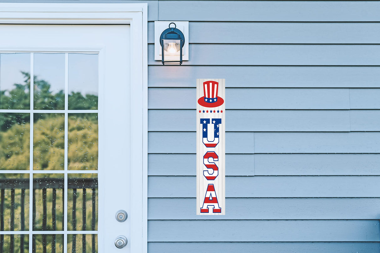 Twisted R Design USA Patriotic Sign - Unique Vertical 4th of July Decor Wooden Sign, 24" Hanging/Standing Farmhouse Decor, Directly Printed Home Decorations For the 4th of July, Cozy Wall Decor, 2ft Twisted R Design