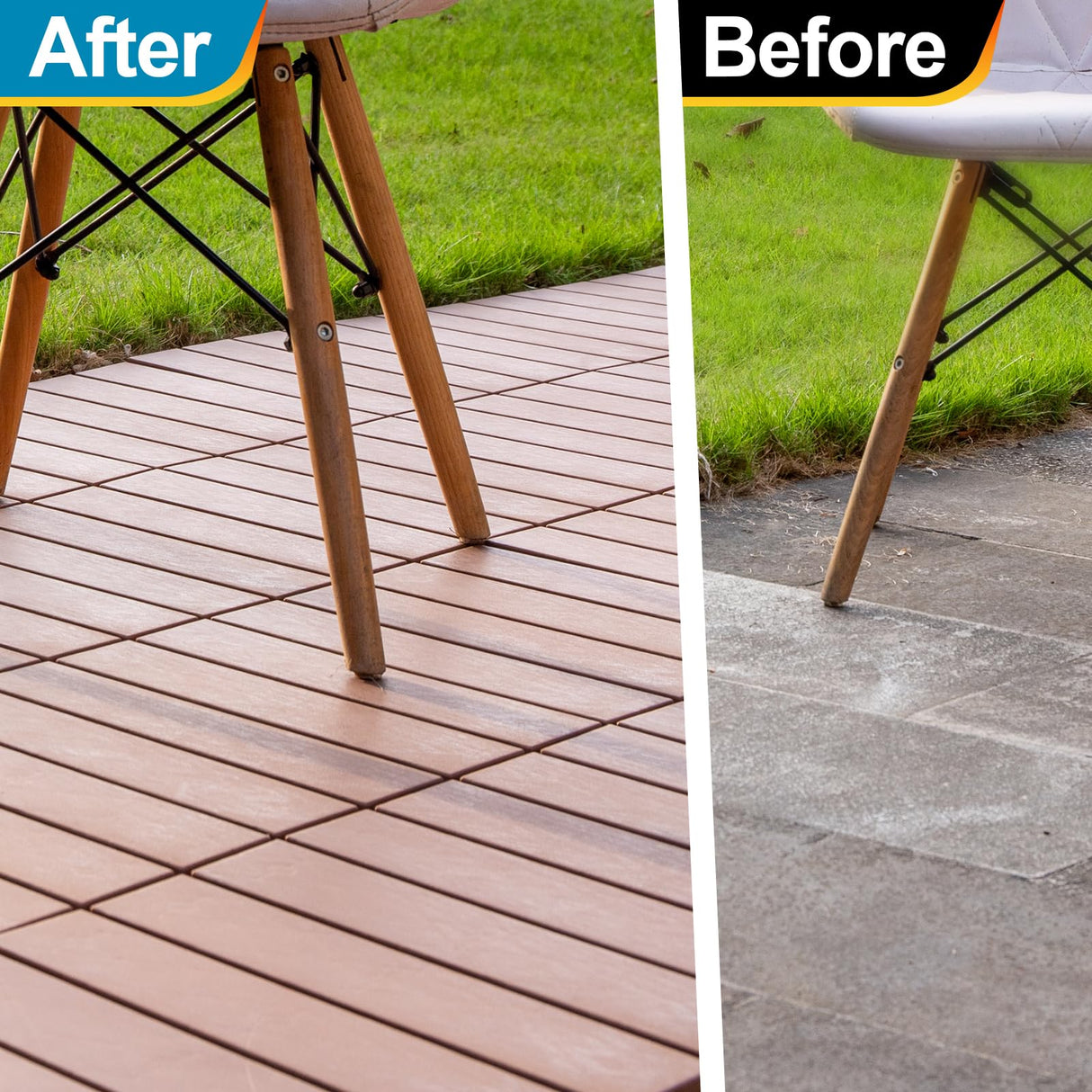 Spurtar Deck Tiles Interlocking Outdoor All Weather, 36 Pack (11.3"x11.3") 31.68 sqft, Plastic Interlocking Deck Tiles All Weather Use, Patio Floor Decking Tiles for Balcony Backyard, Brown Spurtar