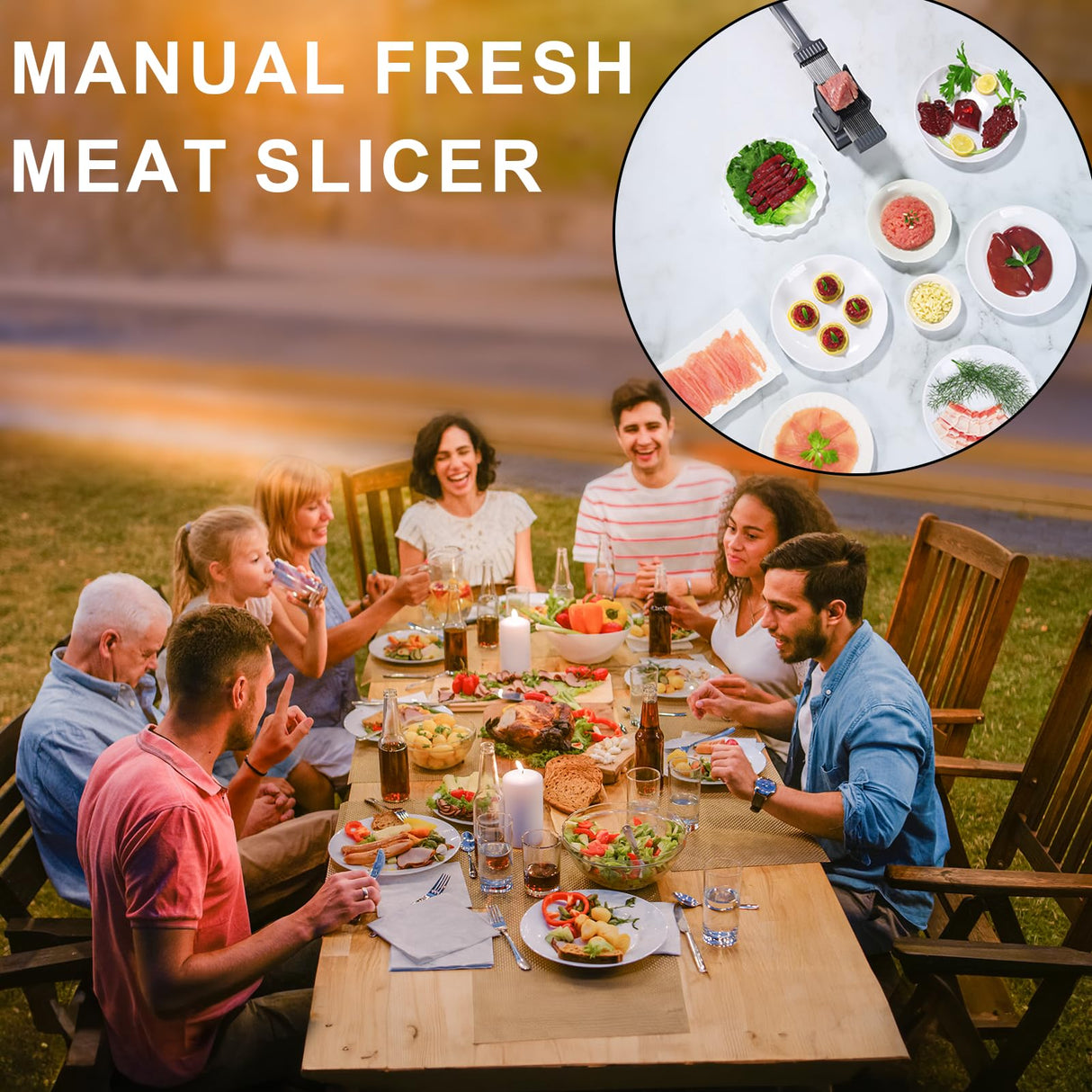 Jonscook Fresh Meat Slicer, Manual Fresh Meat Cutter Food Slicer, Fresh Meat Slicing Shredding, Meat Cleavers -Gray Jonscook