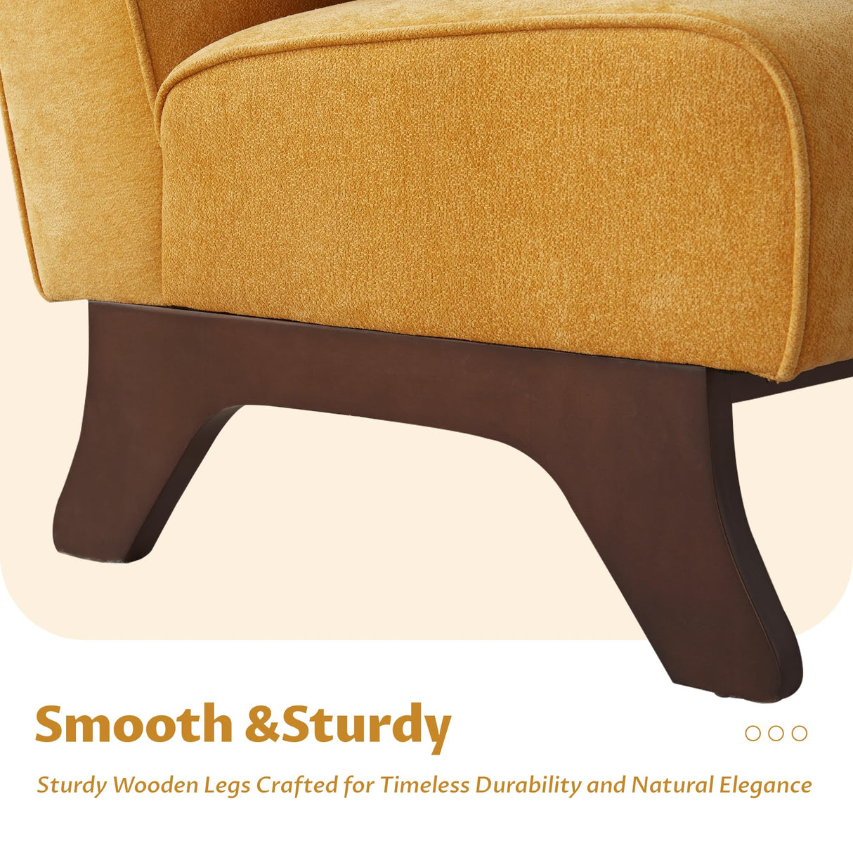 Upholstered Armless Accent Chair,Modern Comfy Living Room Chairs with Wooden Legs& Pillows,Lounge Sofa Side Chair for Bedroom Farmhouse Reading (Yellow, 1 PC) Womina
