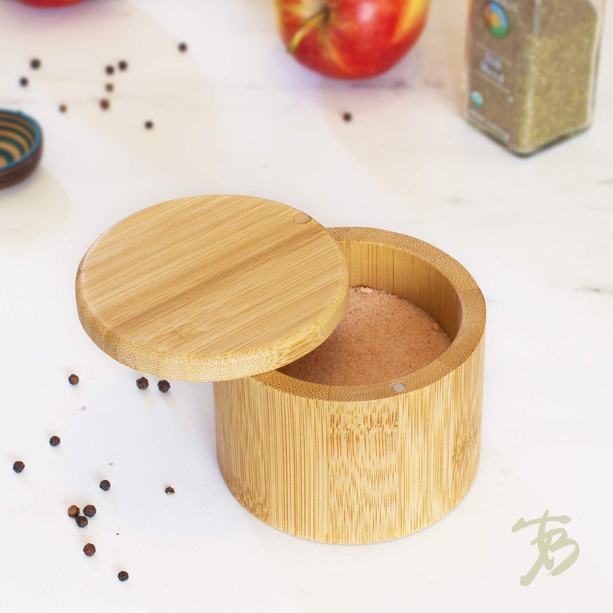 Totally Bamboo Salt Cellar Bamboo Storage Box with Magnetic Swivel Lid, 6 Ounce Capacity Totally Bamboo