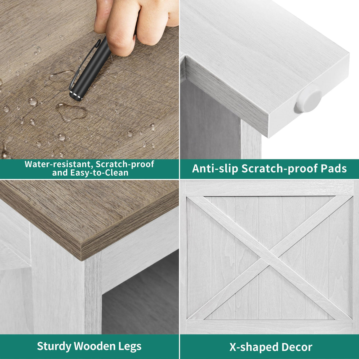 YITAHOME End Table with Charging Station, Narrow Side Table with Storage Shelf, Farmhouse Nightstand with Storage for Small Spaces, Living Room, Bedroom, Grey Wash YITAHOME